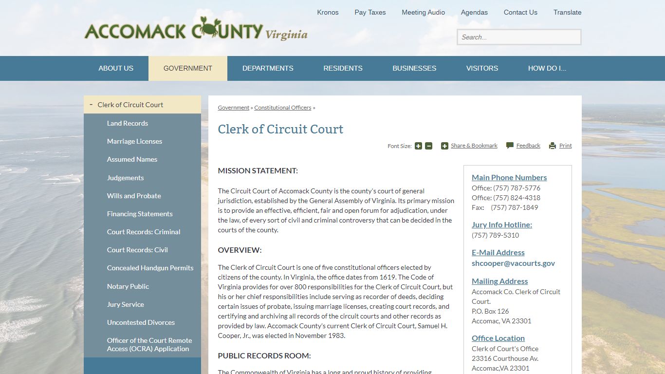 Clerk of Circuit Court | Accomack County